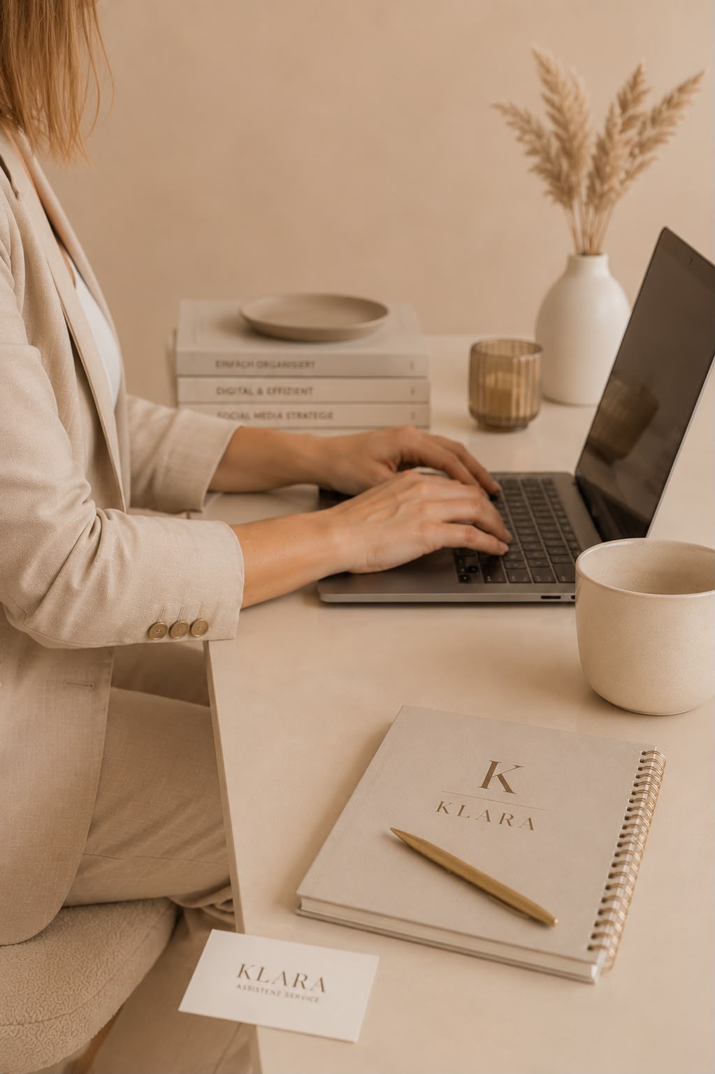 Marie Roberz arbeitet an einem Laptop